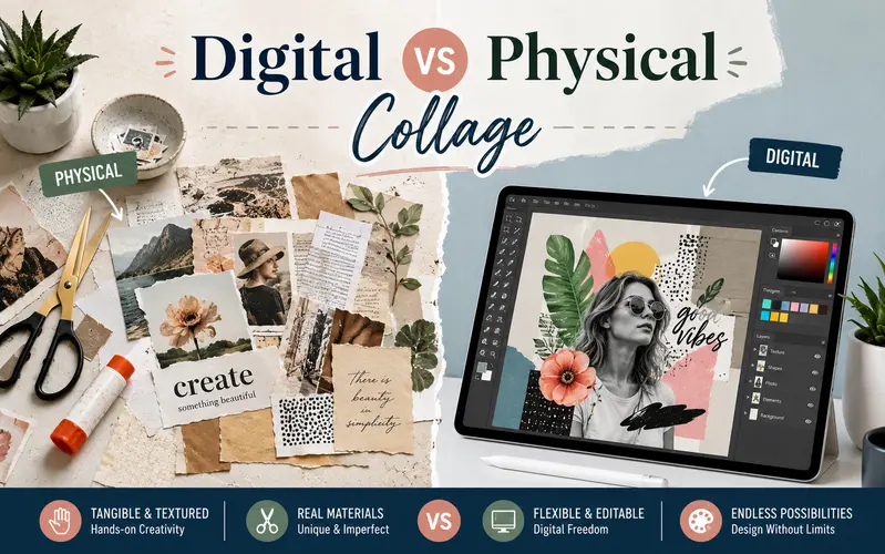 digital vs Physical Collage