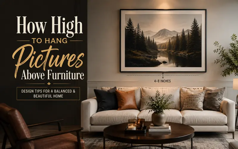 how high to hang pictures above furniture