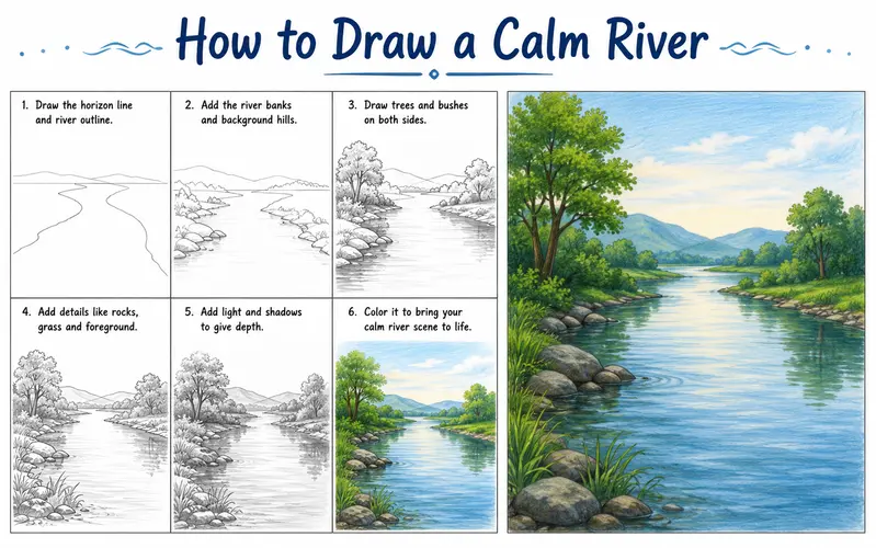 how to draw a calm river