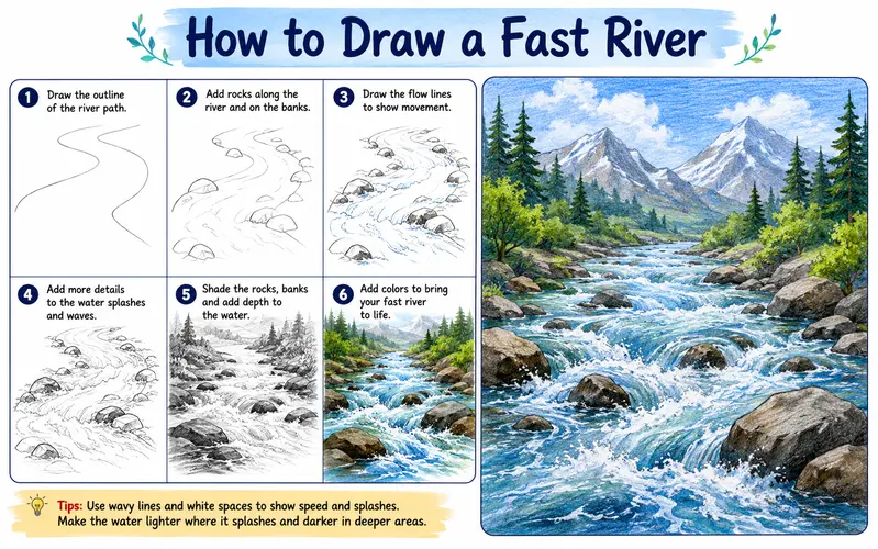 how to draw a fast river