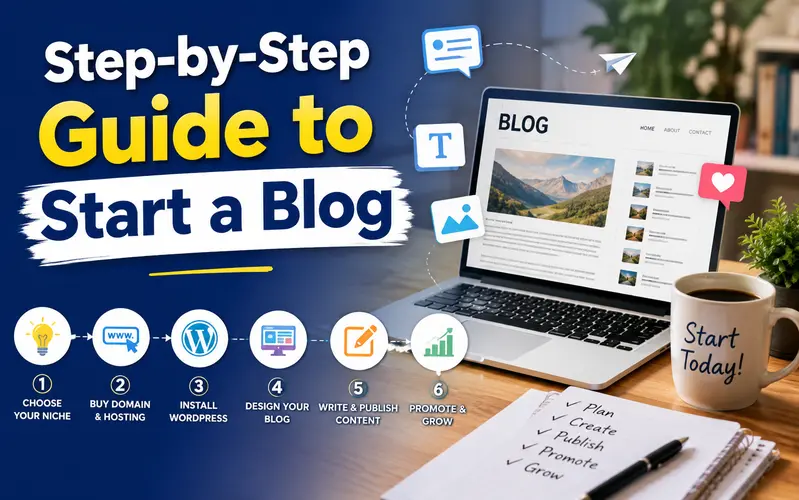 step by step guide to start a blog