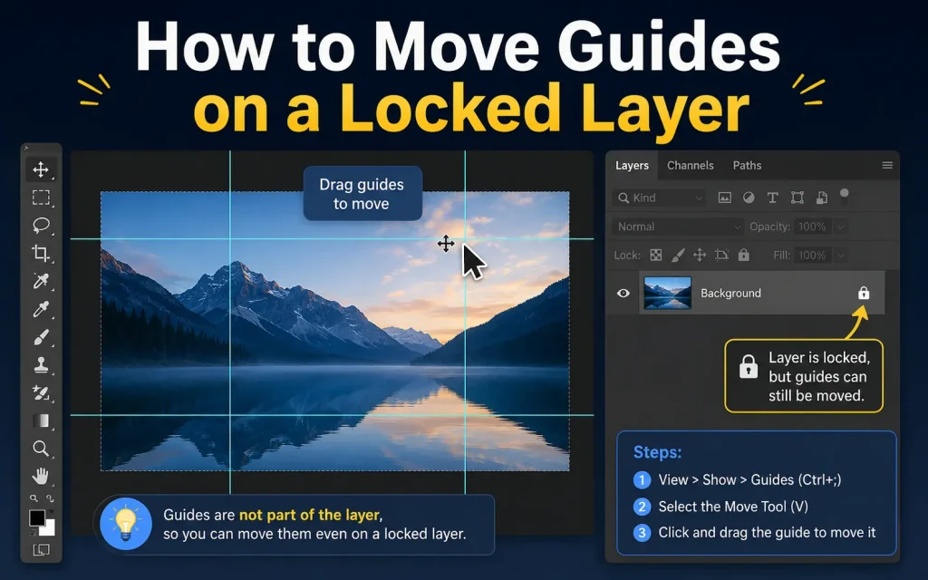 how to move guides on a locked layer