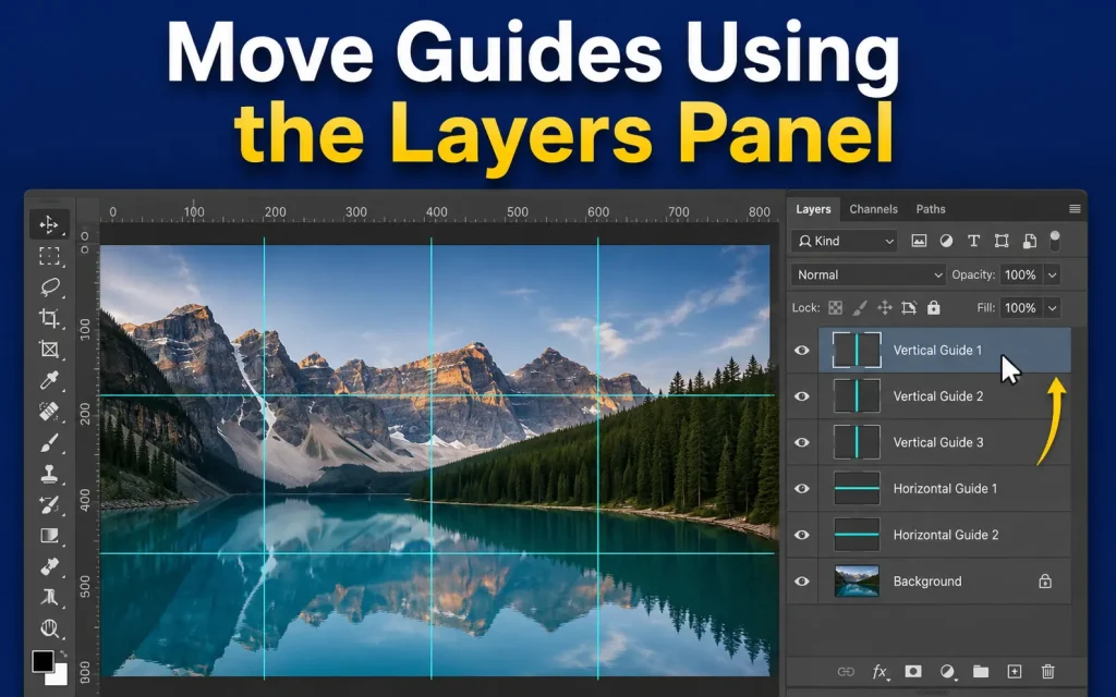 move guides using the layers panel