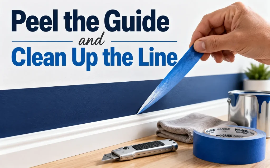 peel the guide and clean up the line