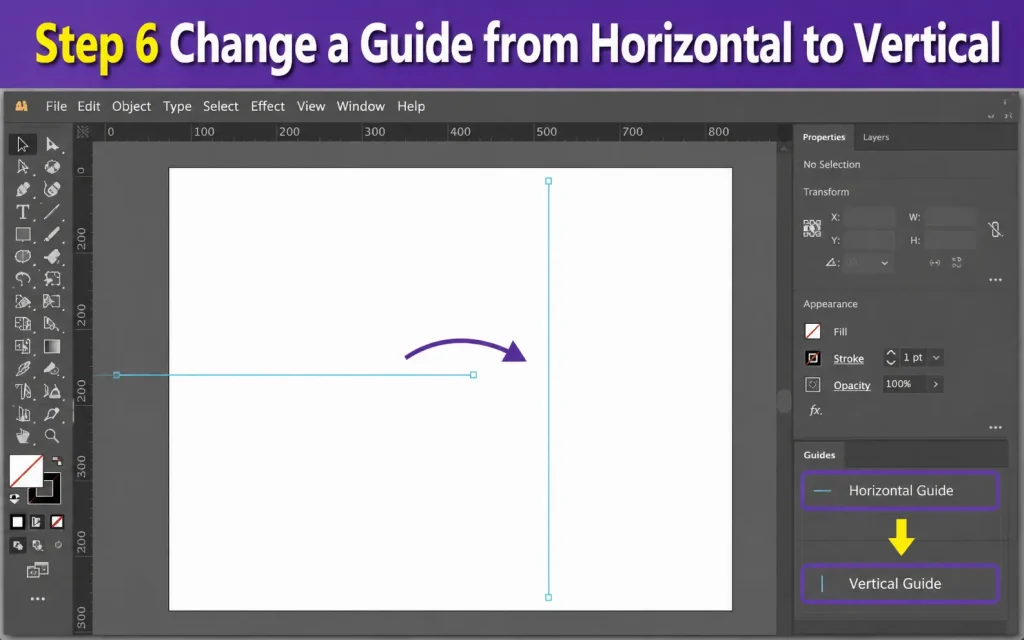 step 6 change a guide from horizontal to vertical