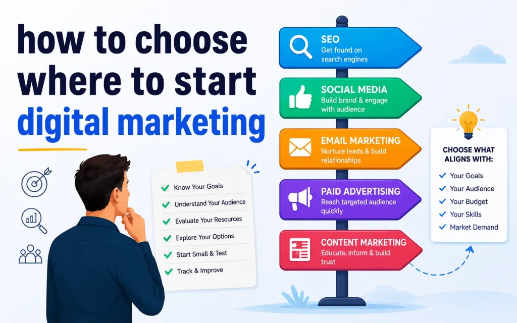 how to choose where to start digital marketing