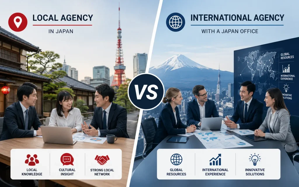local agency vs international agency with a japan office