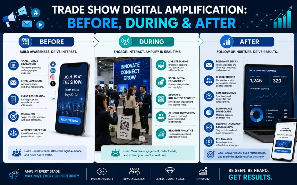 trade show digital amplification before during, and after