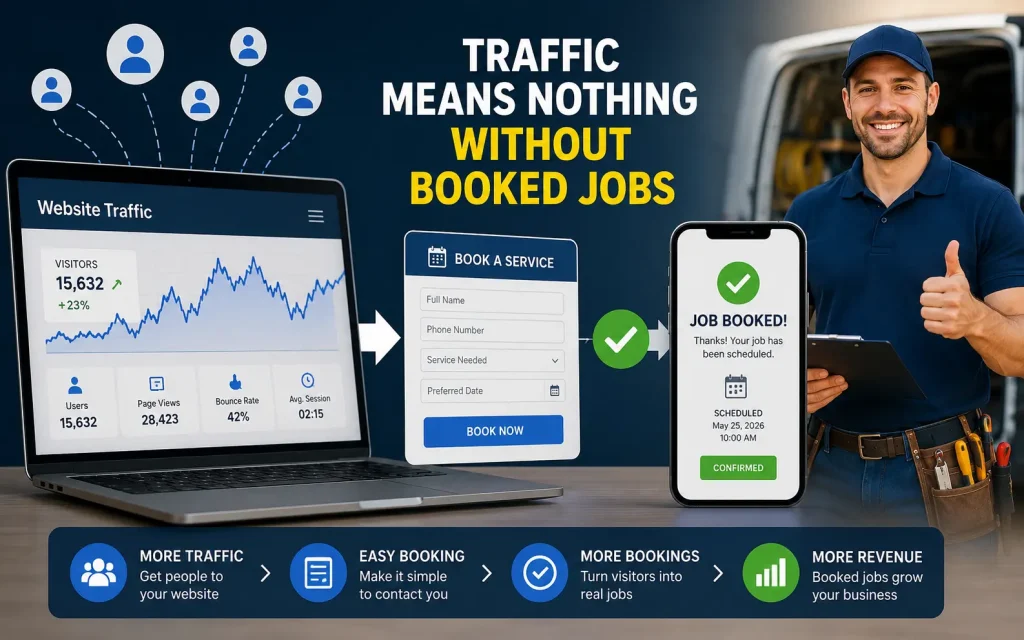 website conversion traffic means nothing without booked jobs